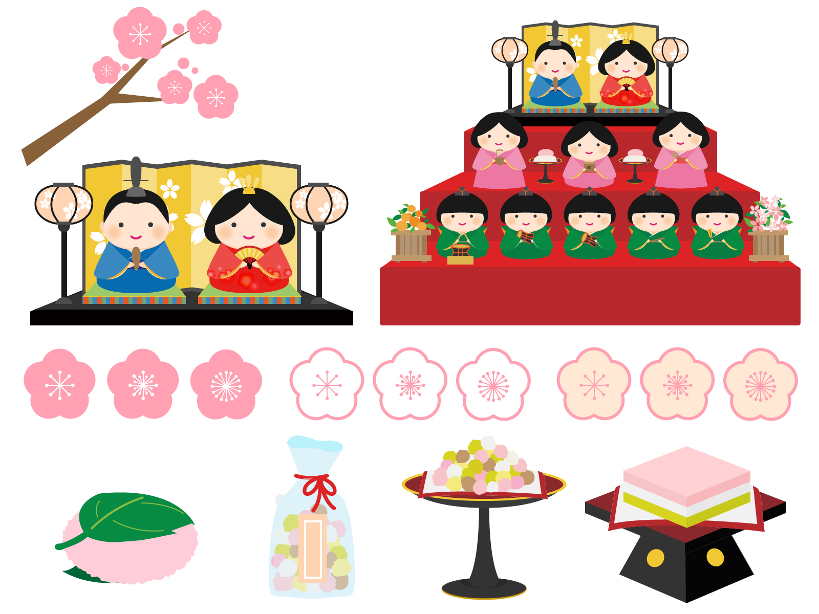 ひなまつりの折り紙 お内裏様 お雛様 五人囃子 ぼんぼり 桃 梅の花 リース 簡単な折り方作り方 動画まとめ