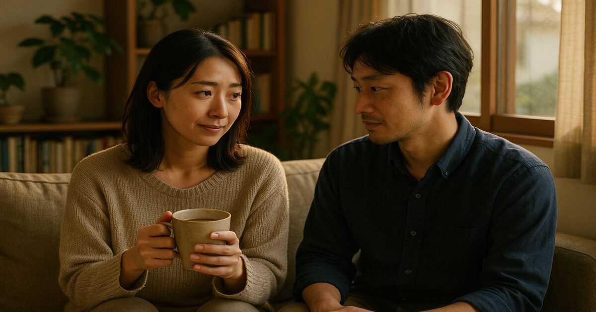 夫婦喧嘩から仲直りするカップルのイメージ