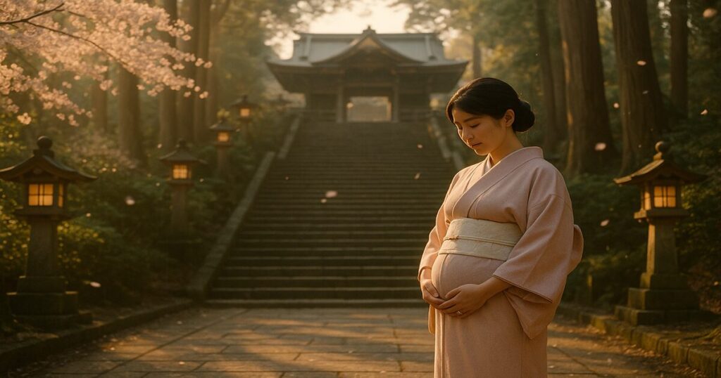 鶴岡八幡宮で安産祈願をする妊婦さん